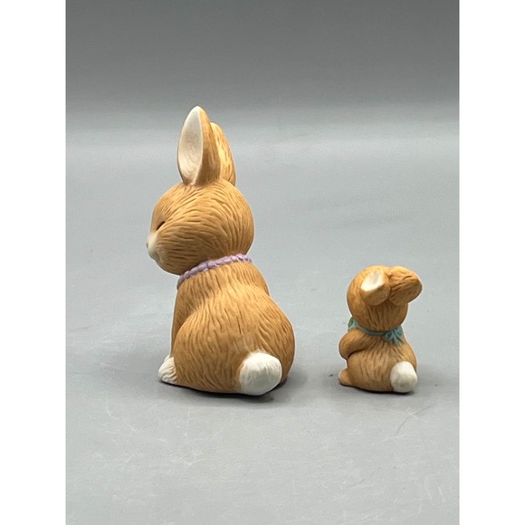 Vintage Avon "Mother's Love" Bunny Rabbit Figurines 1990s Brown Rabbits - Picture 4 of 7